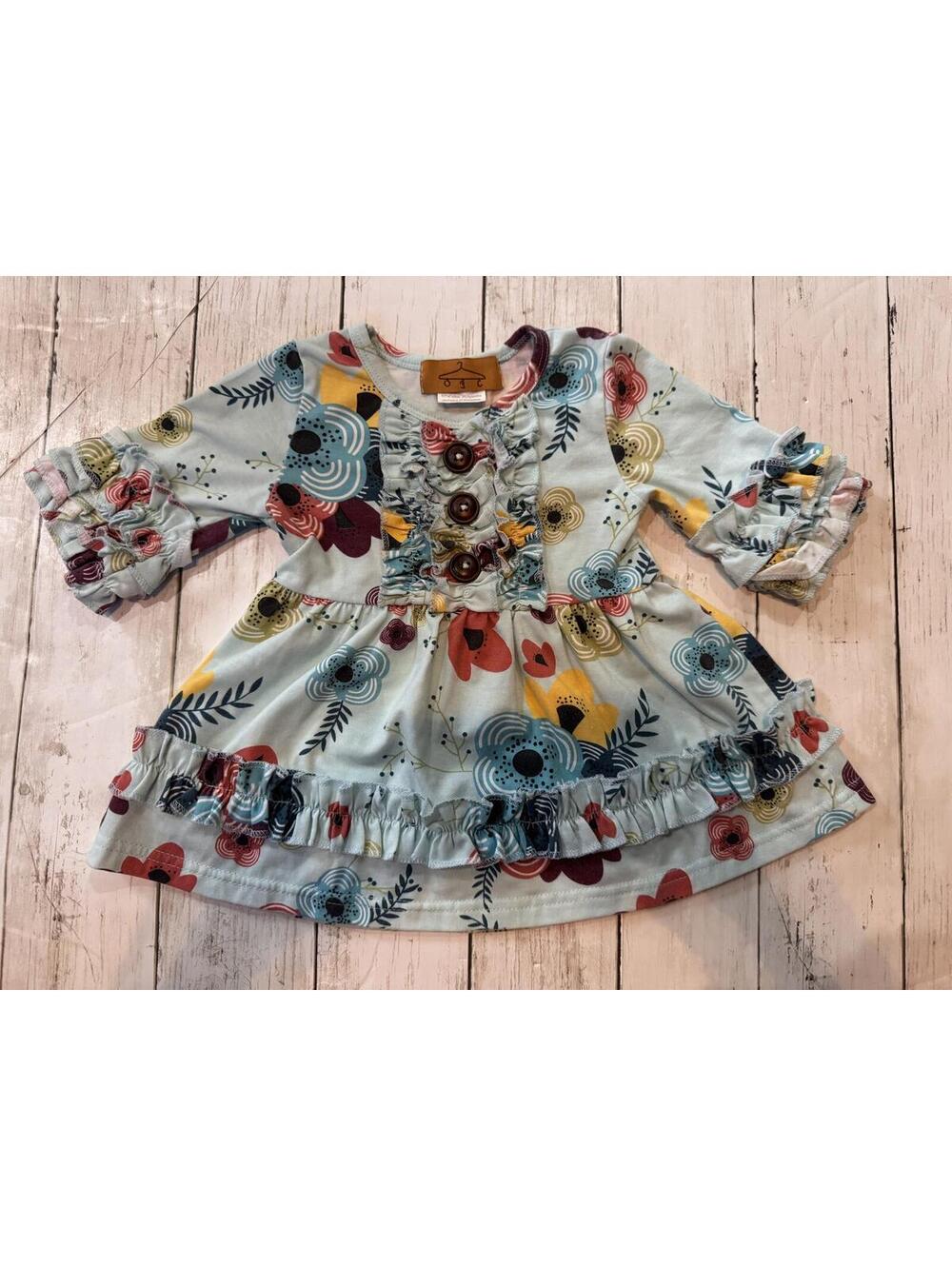 Boutique Floral Ruffle Baby Dress 3-6 Months Boho Cottagecore